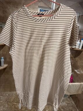 Buffalo David Bitton Beige and Olive Striped Tee Dress